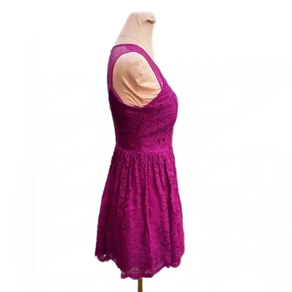 CITY STUDIO Mini Dress Sz 7 (Small) Lace Burgundy Sleeveless Fit Flare NWT - Picture 7 of 16